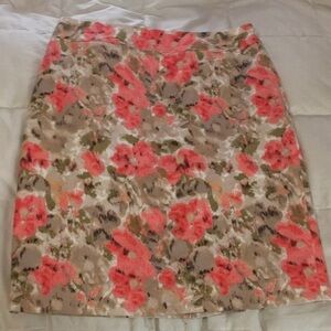 halogen pink tan and coral floral pencil skirt
